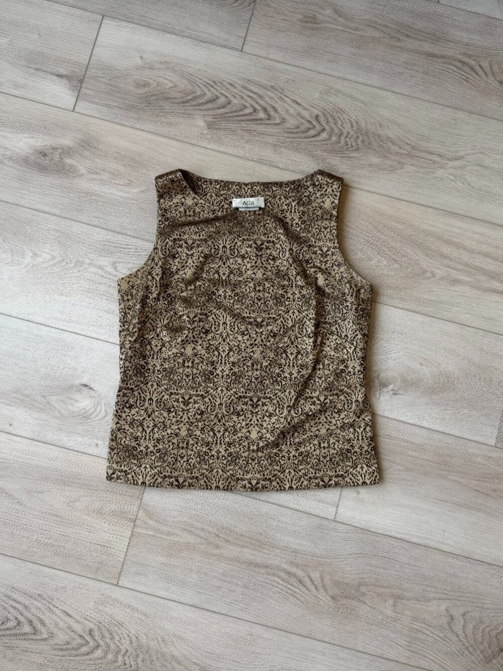 Vintage AGB Paisley Sleeveless Top Women’s Size 6 Y2K Brown Black